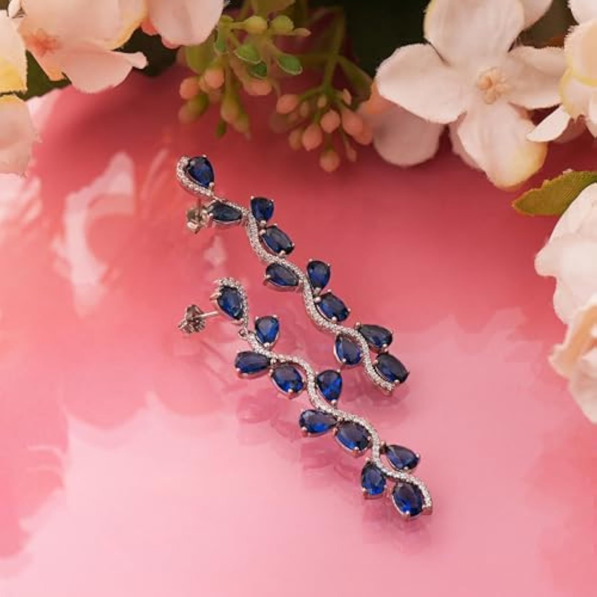 Women's 925 Sterling Silver Statement Earrings, CZ Design